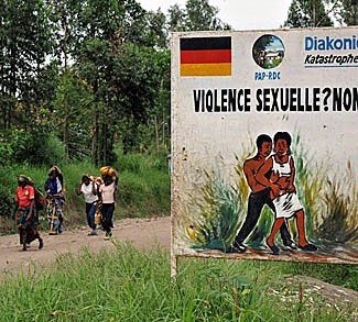 Billboard in Congo concerning local violence