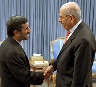 Iranian President Mahmoud Ahmadinejad and International Atomic Energy Agency (IAEA) chief, Mohamed ElBaradei