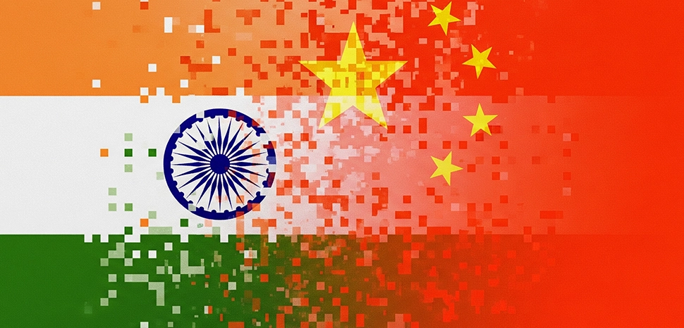 China India flags Generated by Google Gemini on July 25, 2025.