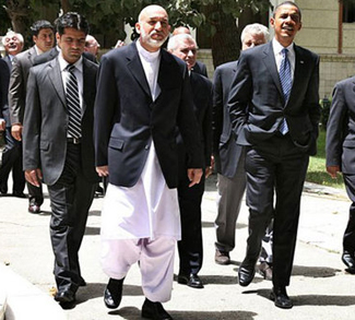 Barak Obama and Hamid Karzai
