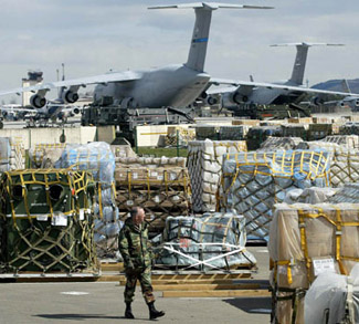 Military supplies and US soldier