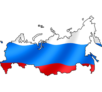 Map of Russia with flag