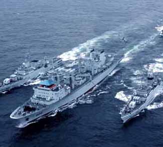 Military ships in South China Sea