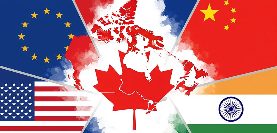 Canada trade partner flags, Generated by Google Gemini on July 29, 2025.