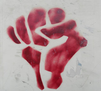 stray paint of Arab Spring protest fist