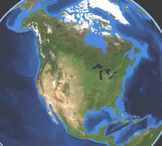 Geographic map of North America