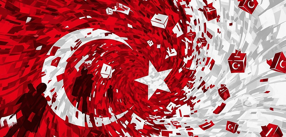 Turkey election abstract, Generated by Google Gemini on July 31, 2025.