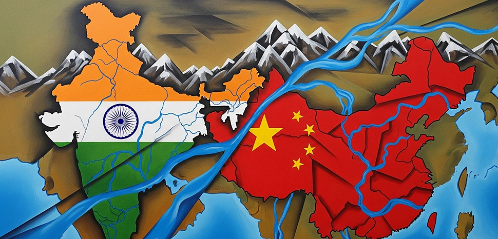                 China India River Wars; image is generated by AI and maps are not an accurate reflection of reality; Generated by Google Gemini on July 31, 2025.
              