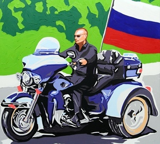 Putin on a motorbike mural, cc Flickr Volna80
