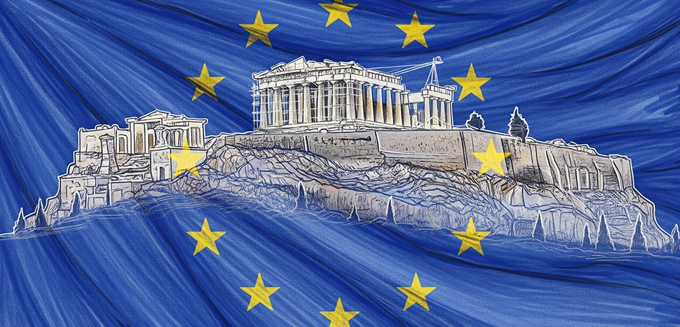                 EU flag and Acropolis, Generated by Google Gemini on August 4, 2025.
              