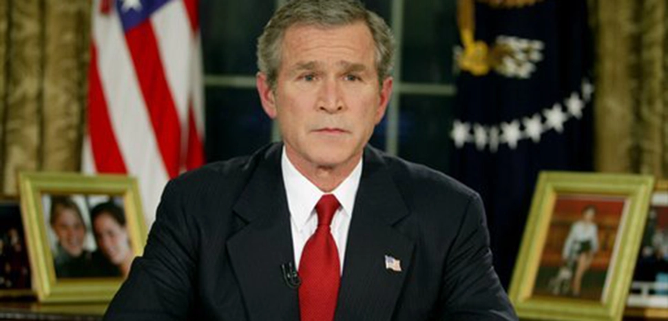 cc George W Bush White House, modified, https://georgewbush-whitehouse.archives.gov/news/releases/2003/03/images/20030319-17_address2-515h.html
