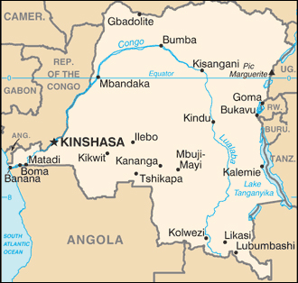 Democratic Republic of Congo Map, cc Wikicommons