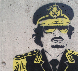 Gaddafi Graffiti, cc Flickr Joel Kramer, modified, https://creativecommons.org/licenses/by/2.0/