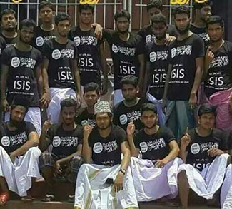A group of Indians in Tamilnadu pose with ISIS shirts, source: NDTV, facebook