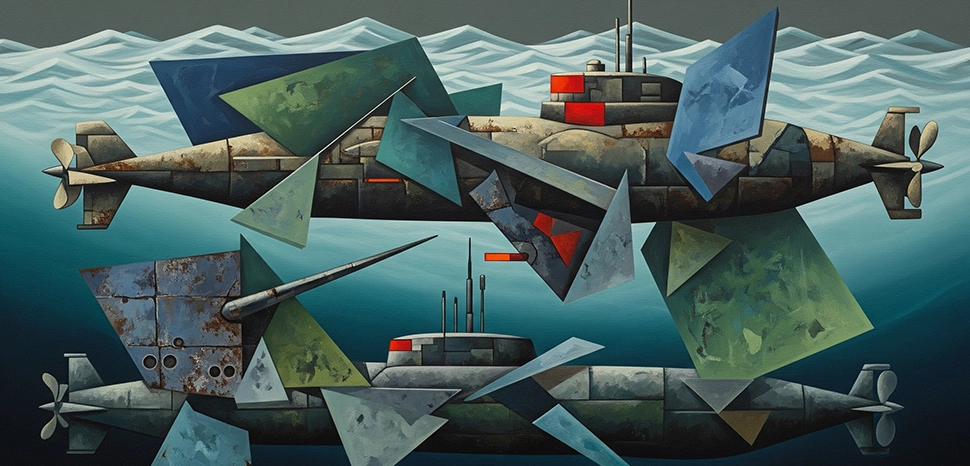 Narco submarine, Generated by Google Gemini AI on August 8, 2025. All flags, maps, and likenesses contained within this image are not necessarily accurate representations of reality.
