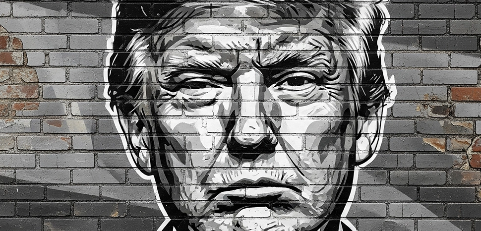 Trump Graffitti, Generated by Google Gemini AI on August 14, 2025. All flags, maps, and likenesses contained within this image are not necessarily accurate representations of reality.