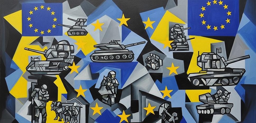                 EU Army abstraction, Generated by Google Gemini AI on August 14, 2025. All flags, maps, and likenesses contained within this image are not necessarily accurate representations of reality.
              