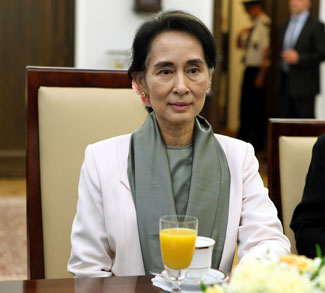 This file was provided to Wikimedia Commons by the Chancellery of Senate of the Republic of Poland as part of a cooperation project with Wikimedia Polska., https://commons.wikimedia.org/wiki/File:Aung_San_Suu_Kyi_Senate_of_Poland.JPG