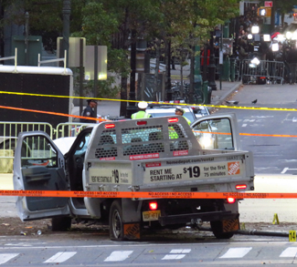 2017NYCTruckAttack, cc Wikicommons gh9449, modified, https://commons.wikimedia.org/wiki/File:2017_NYC_Truck_Attack_Home_Depot_Truck_(cropped).jpg