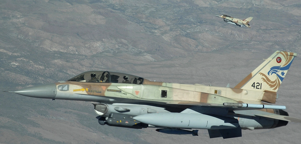                 cc Master Sergeant Kevin J. Gruenwald, modified, https://commons.wikimedia.org/wiki/File:Israeli_F-16s_at_Red_Flag.jpg
              