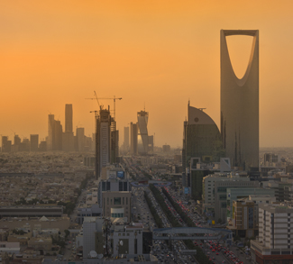 SaudiSkyline, cc B.alotaby, wikicommons, https://commons.wikimedia.org/wiki/File:Riyadh_Skyline_showing_the_King_Abdullah_Financial_District_(KAFD)_and_the_famous_Kingdom_Tower_.jpg