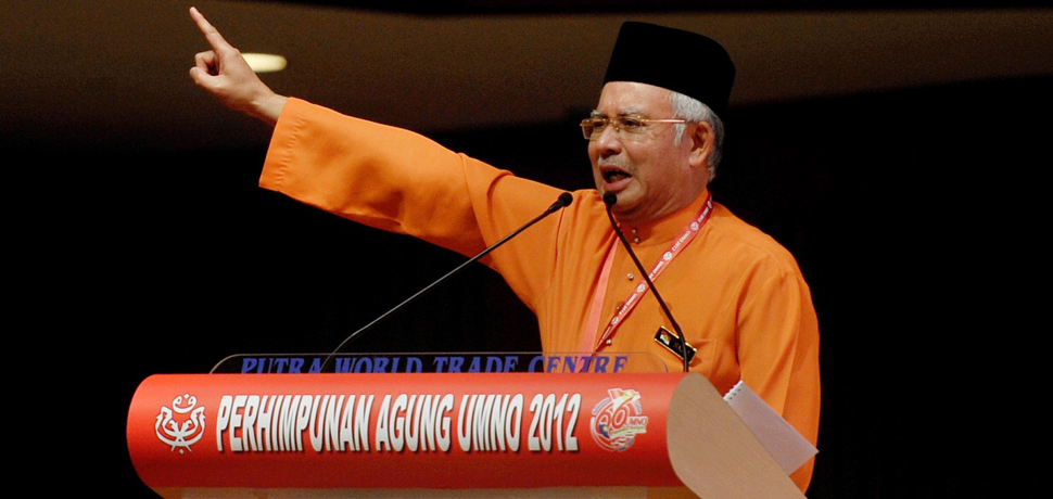                 Kuala Lumpur, 01/12/2012 UMNO President, Datuk Seri Najib Razak during Umno General Assembly.. Pic Firdaus Latif https://ms.wikipedia.org/wiki/Mohd_Najib_bin_Abdul_Razak#/media/File:Najib_Razak_(cropped).jpg
              