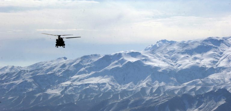 Public Domain: Chinook Helocopter in Eastern Afghanistan by Michael L. Casteel, US Army, February 2007 (DOD 070205-A-9307C-001)