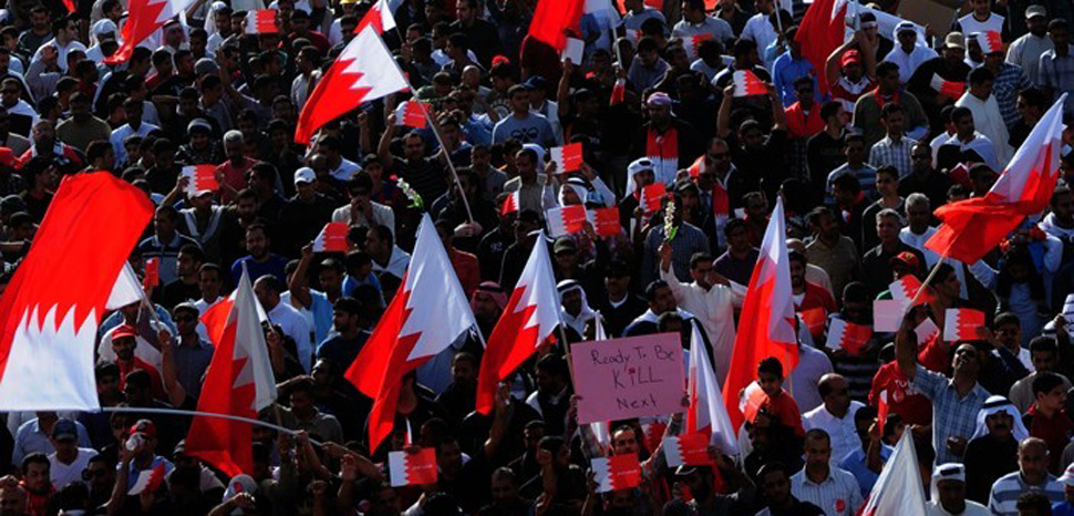 Bahrain Arab Spring, cc Lewa'a Alnasr, modified, https://en.wikipedia.org/wiki/Arab_Spring#/media/File:Hundreds_of_thousands_of_Bahrainis_taking_part_in_march_of_loyalty_to_martyrs.jpg