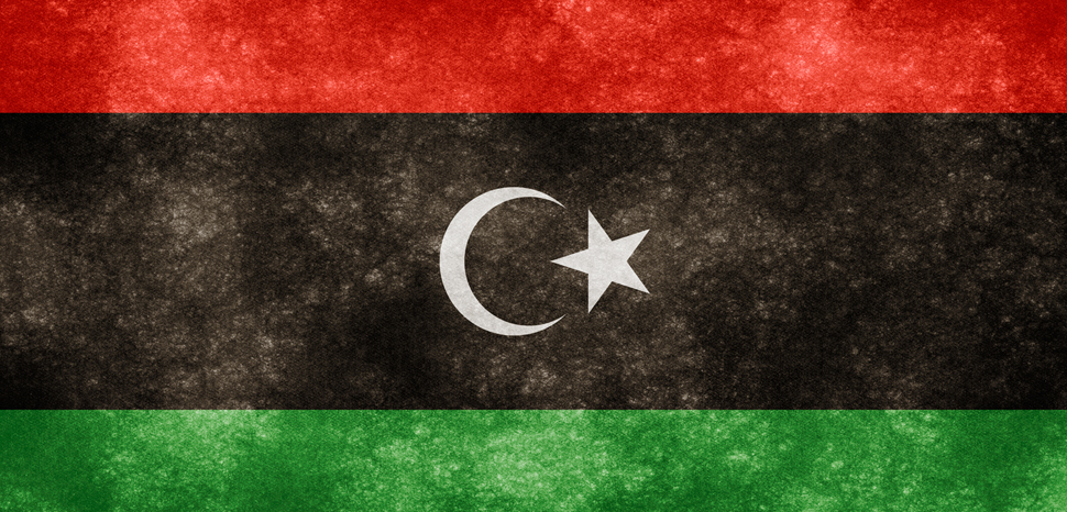 Libyagrungeflag, cc Flickr Nicolas Raymond, modified, http://freestock.ca/flags_maps_g80-libya_grunge_flag_p1090.html