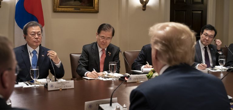 President Donald J. Trump and President Moon Jae-in of the Republic of Korea, cc Flickr White House, modified, https://creativecommons.org/publicdomain/mark/1.0/