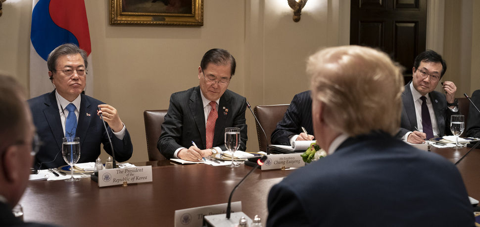                 President Donald J. Trump and President Moon Jae-in of the Republic of Korea, cc Flickr White House, modified, https://creativecommons.org/publicdomain/mark/1.0/
              