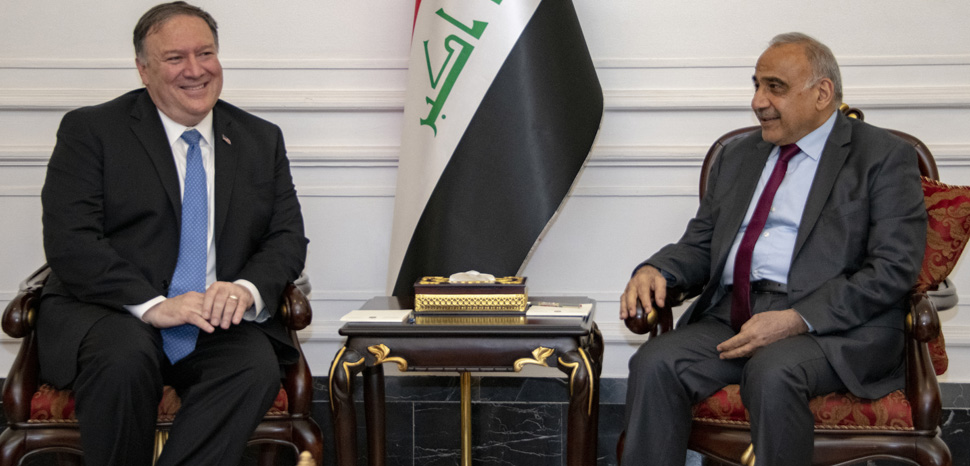 Secretary of State Michael R. Pompeo meets with Iraqi Prime Minister Adil Abdul-Mahdi, Baghdad, Iraq, May 7, 2019., cc Flickr US Department of State, modified, http://www.usa.gov/copyright.shtml