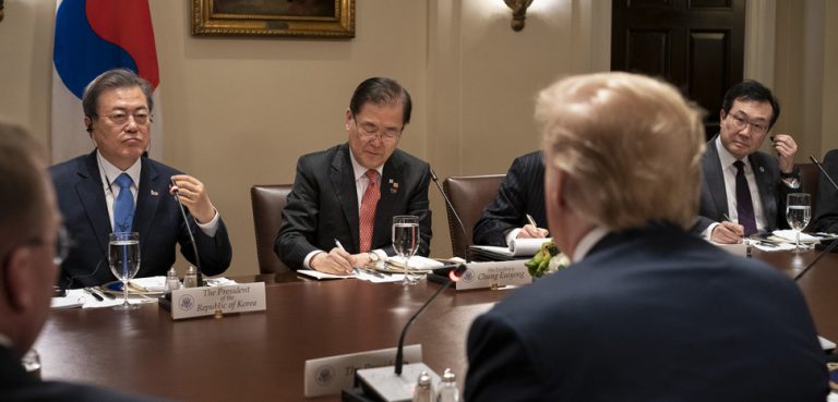 South Korea President Moon Jae-in and US President Donald Trump, CC Flickr White House, modified, https://creativecommons.org/publicdomain/mark/1.0/