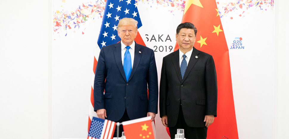 Presidents Trump and Xi at the G20 summit in Japan, cc Flickr White House, modified, public domain