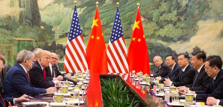 President Trump visits China in 2017; Whitehouse.gov, modified, public domain