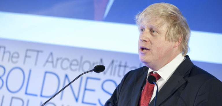 Boris Johnson, Mayor of London, gives the guest speech at the Boldness in Business Awards 2013, cc Flickr Financial Times, modified, https://www.flickr.com/photos/financialtimes/8577534646