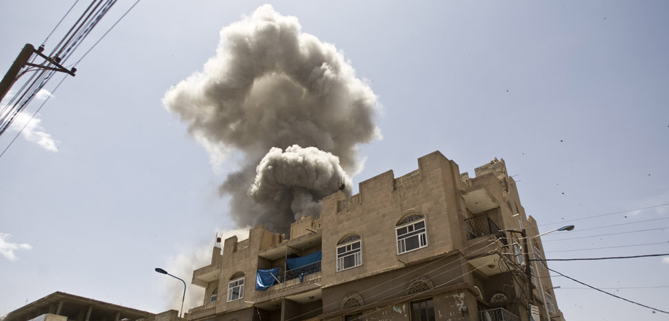 cc fahd sadi, modified, https://commons.wikimedia.org/wiki/File:Aerial_bombardments_on_Sana%27a,_Yemen_from_Saudi_Arabia_without_the_right_aircraft._injustice_-_panoramio.jpg