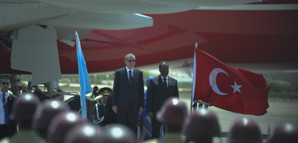 President Erdogon visits Somalia in 2015. AMISOM, modified. https://upload.wikimedia.org/wikipedia/commons/b/b3/2015_01_25_Turkish_President_Visit_to_Somalia-14_%2816176880597%29.jpg