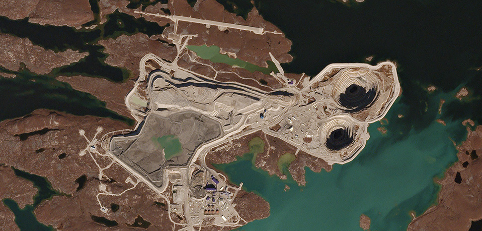 Diavik Diamond Mine in Canada, cc Planet Labs, Inc., modified,