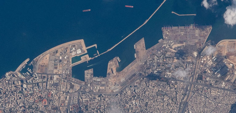 cc Ain92, modified, https://commons.wikimedia.org/wiki/File:Port_of_Beirut_from_the_ISS_(rotated_and_cropped).jpg