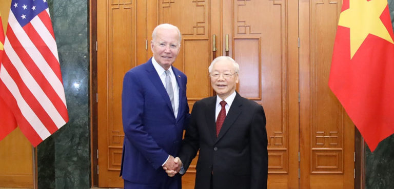 Tổng Bí thư Nguyễn Phú Trọng hội đàm với Tổng thống Hoa Kỳ Joe Biden, cc VNA, modified