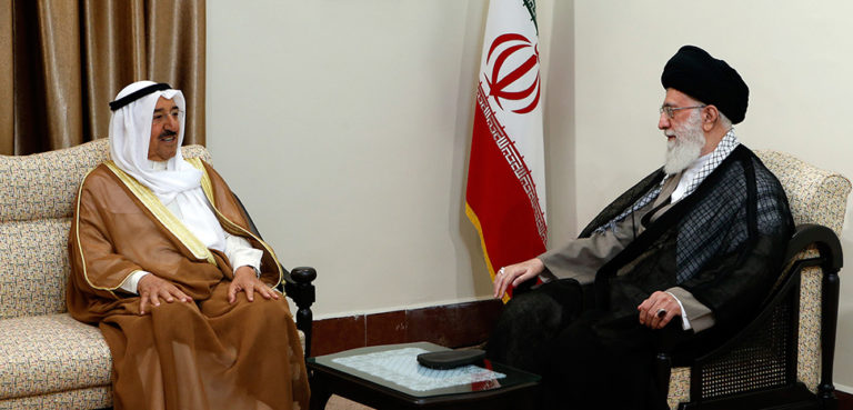 cc khamenei.ir, modified, Iran Supreme Leader meets with Kuwaiti Emir, Sabah Al-Ahmad Al-Jaber Al-Sabah in 2014