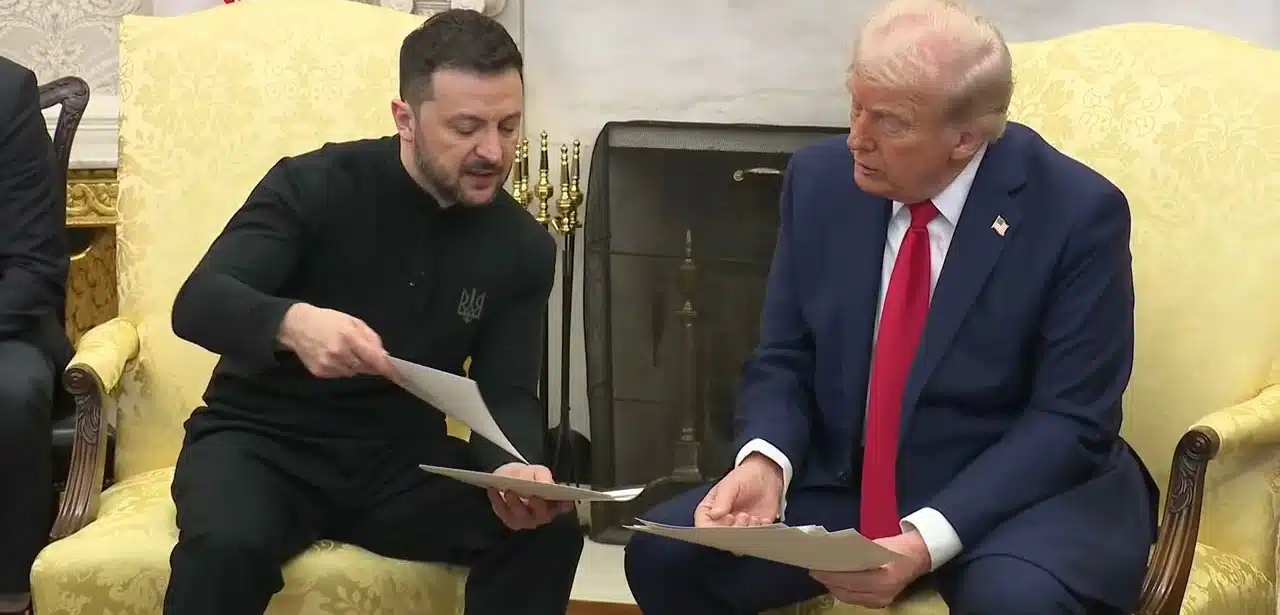 President Trump and Ukrainian President Zelenskyy in Oval Office, Feb. 28, 2025, modified, https://en.wikipedia.org/wiki/File:President_Trump_and_Ukrainian_President_Zelenskyy_in_Oval_Office,_Feb._28,_2025_%28BQ%29.jpg