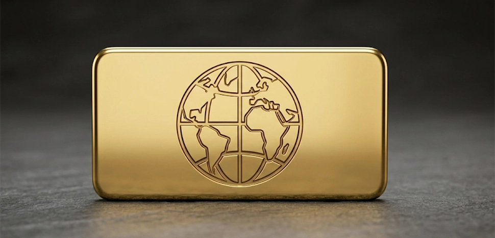 Gold bullion, Generated by Google Gemini AI on May 25, 2026. All flags, maps, and likenesses contained within this image are not necessarily accurate representations of reality.
