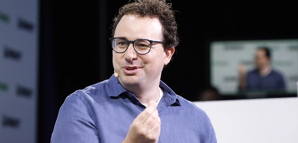 cc TechCrunch, modified, Dario Amodei at TechCrunch Disrupt 2023