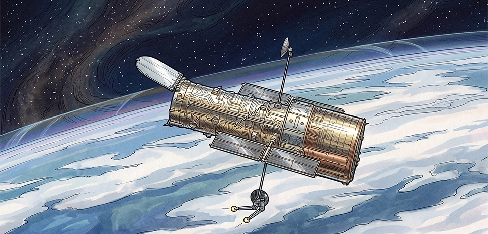 Generated by Google Gemini AI on June 1, 2026. All flags, maps, and likenesses contained within this image are not necessarily accurate representations of reality. Modification of this image (CC Nasa) - https://spaceplace.nasa.gov/hubble/en/
